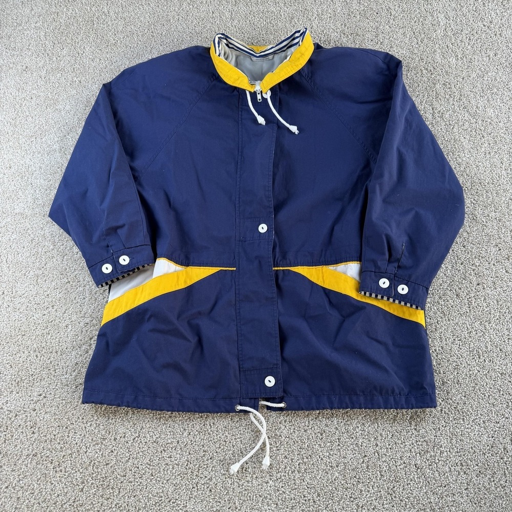 Vintage Braefair Sport Jacket Mens Medium Blue Nautical Canvas Zip Windbreaker